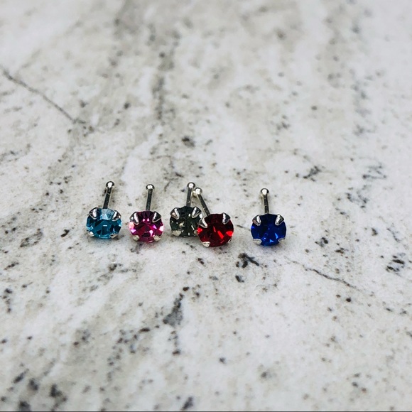 925 Sterling Silver Ball Nose Stud Set of 5 - Picture 3 of 15